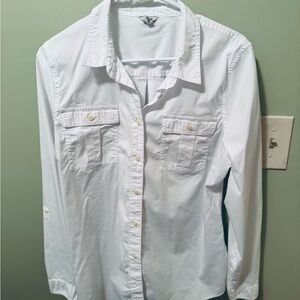 L.L. Bean White LS Blouse, Large